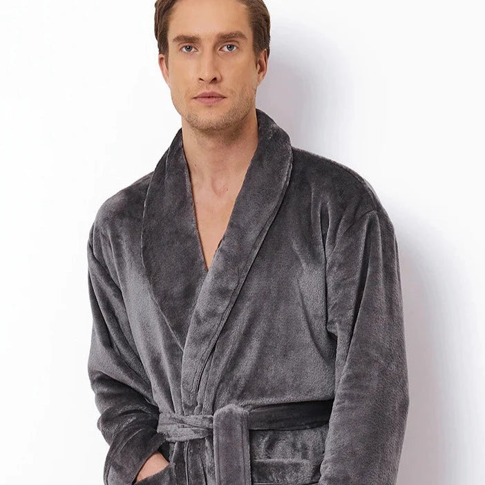 Men's fleece bathrobe | Aruelle | Henry