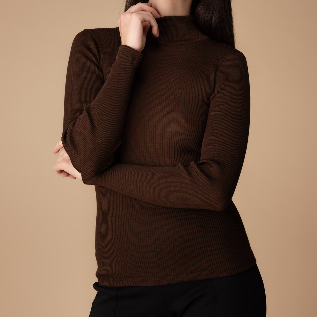 Top Col roulé | Laine   Soie